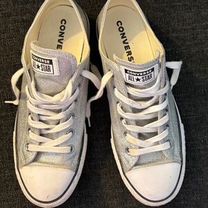 Converse Platform Silver Glitter Sneakers size 11